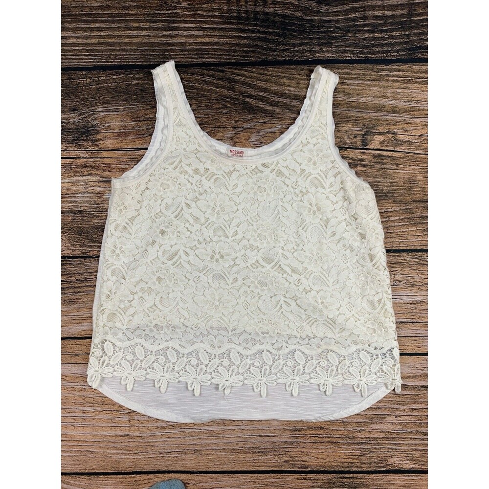 Mossimo Supply Tank Top Womens XL Ivory Lace Eye Lit Shirt
